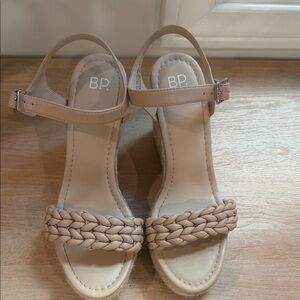 BP Women's Beige Woven Wedges